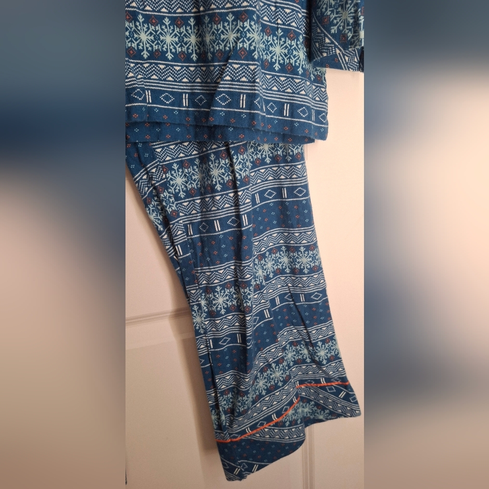 Woolrich Snow Blue Patterned Women's Pajama Set Sz XL Winter Longwear Xmas Basic - Picture 7 of 14